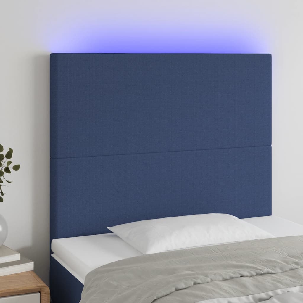 Testiera A Led Blu 90x5x118/128 Cm In Tessuto