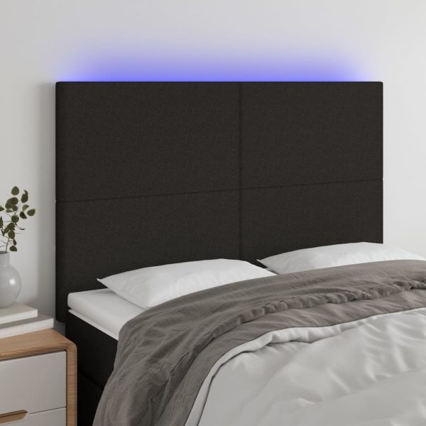 Testiera A Led Nera 144x5x118/128 Cm In Tessuto
