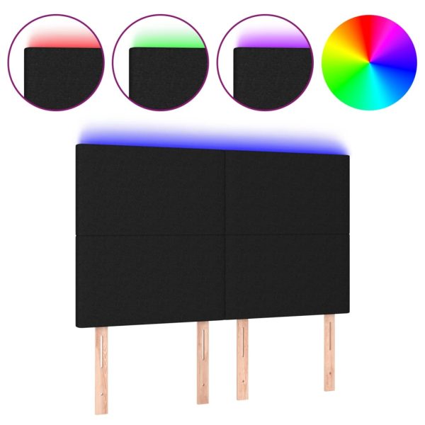 Testiera A Led Nera 144x5x118/128 Cm In Tessuto - Image 2