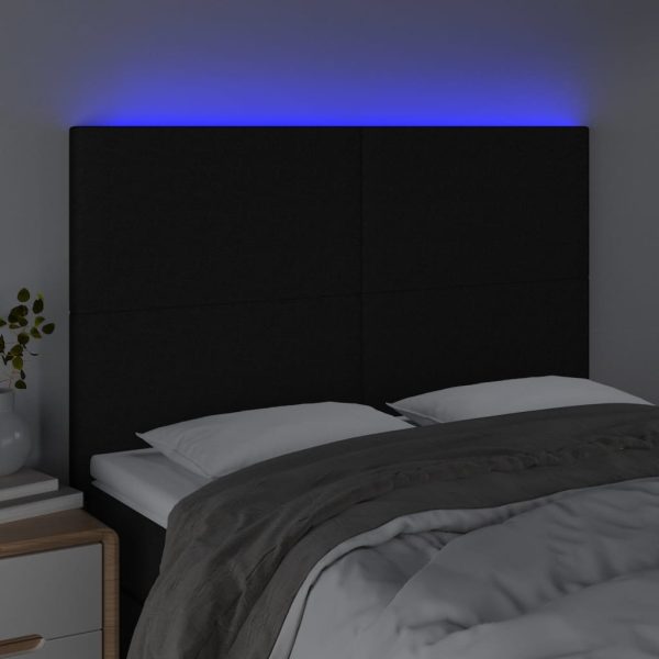 Testiera A Led Nera 144x5x118/128 Cm In Tessuto - Image 3