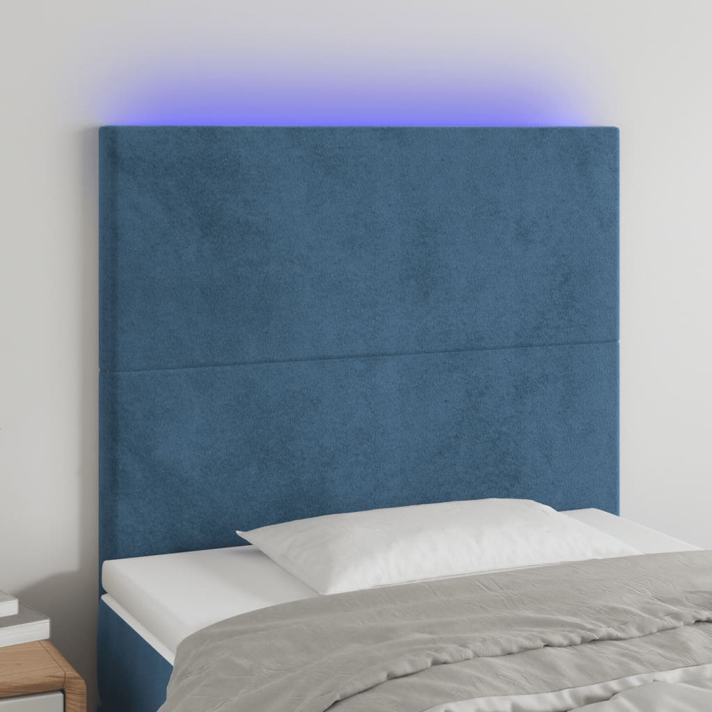 Testiera A Led Blu Scuro 100x5x118/128 Cm In Velluto