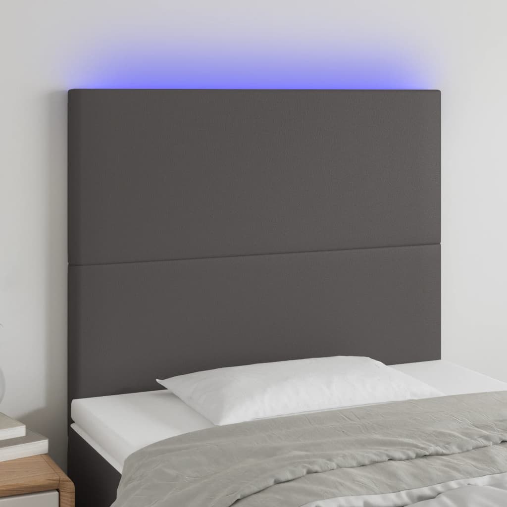 Testiera A Led Grigio 90x5x118/128 Cm In Similpelle