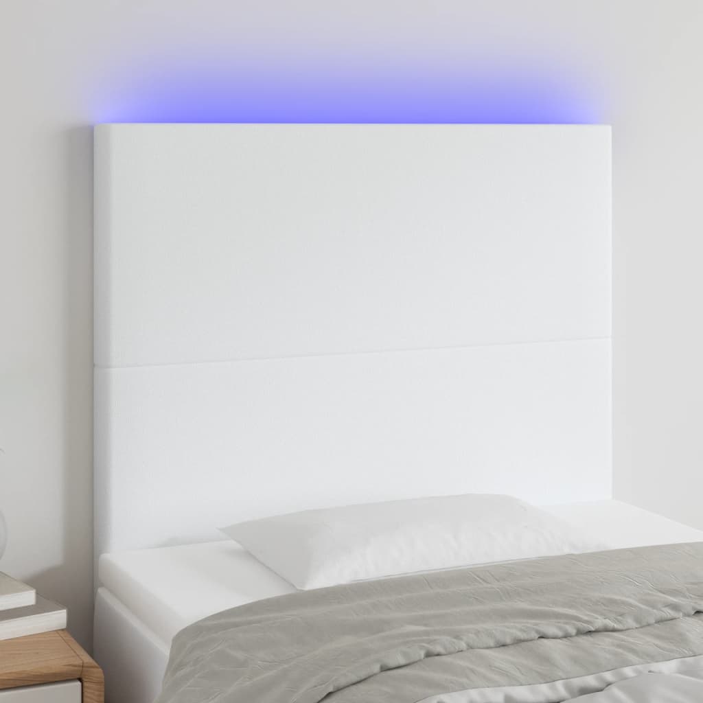 Testiera A Led Bianco 100x5x118/128 Cm In Similpelle