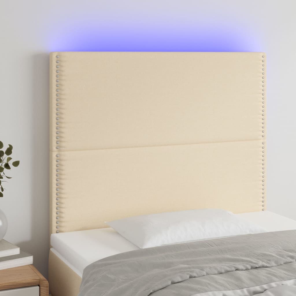 Testiera A Led Crema 80x5x118/128 Cm In Tessuto