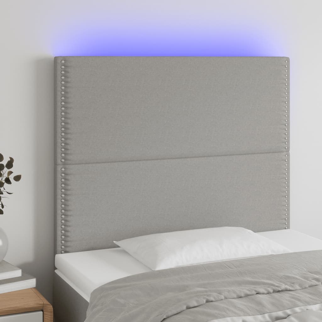 Testiera A Led Grigio Chiaro 90x5x118/128 Cm In Tessuto