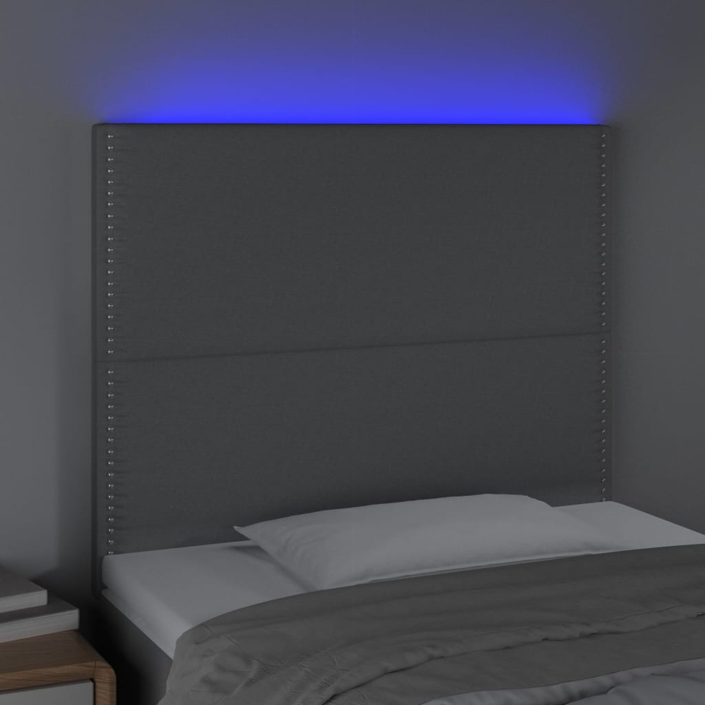 Testiera A Led Grigio Chiaro 90x5x118/128 Cm In Tessuto - Image 3