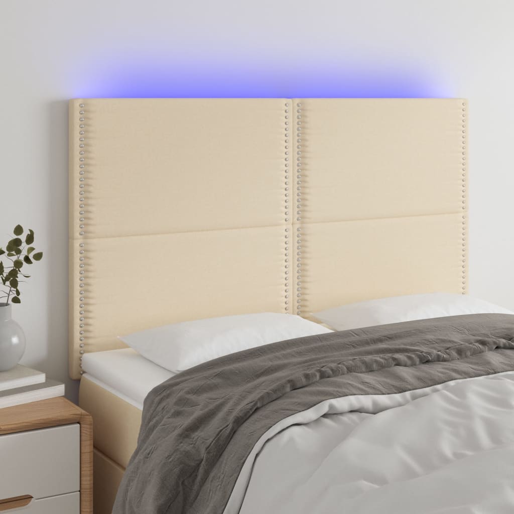 Testiera A Led Crema 144x5x118/128 Cm In Tessuto