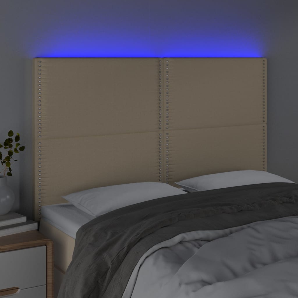 Testiera A Led Crema 144x5x118/128 Cm In Tessuto - Image 3