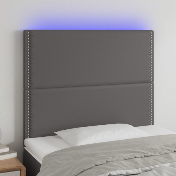 Testiera A Led Grigio 90x5x118/128 Cm In Similpelle