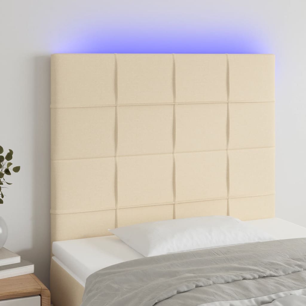 Testiera A Led Crema 90x5x118/128 Cm In Tessuto