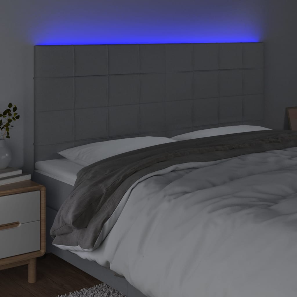 Testiera A Led Grigio Chiaro 160x5x118/128 Cm In Tessuto - Image 3