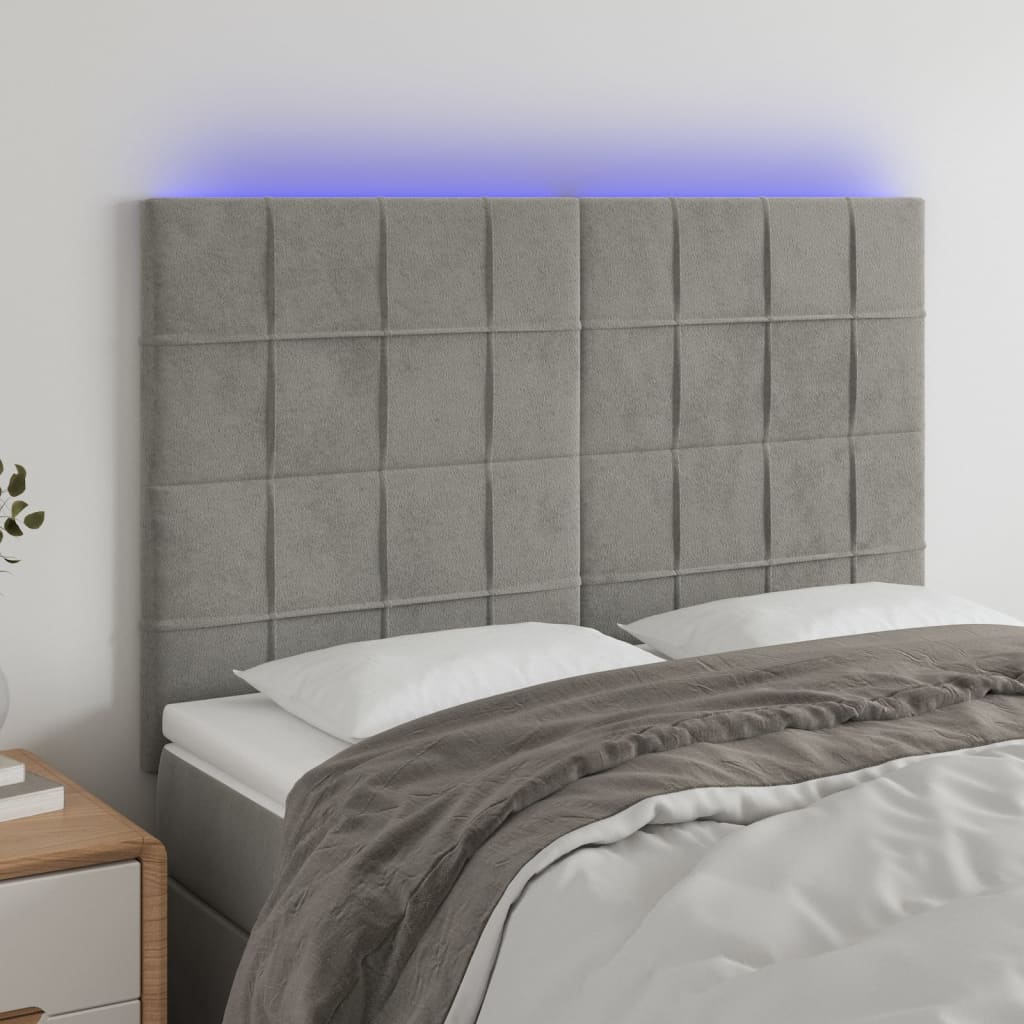 Testiera A Led Grigio Chiaro 144x5x118/128 Cm In Velluto