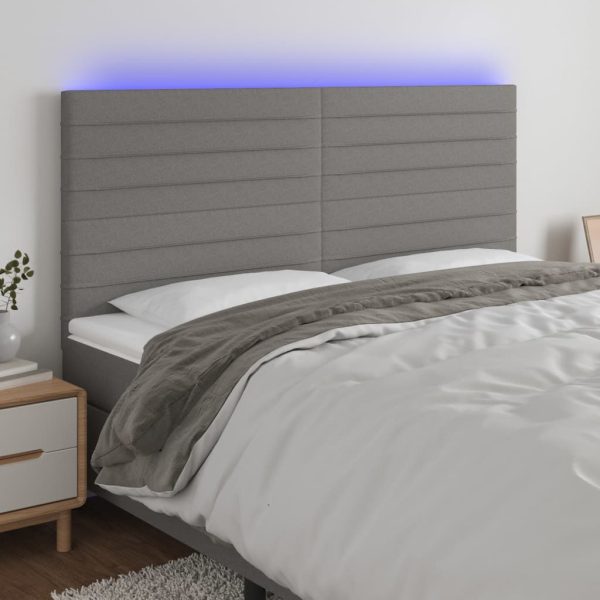 Testiera A Led Grigioscuro 180x5x118/128cm Intessuto