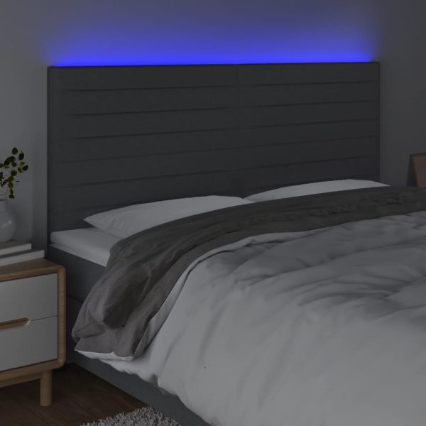 Testiera A Led Grigioscuro 180x5x118/128cm Intessuto - Image 3