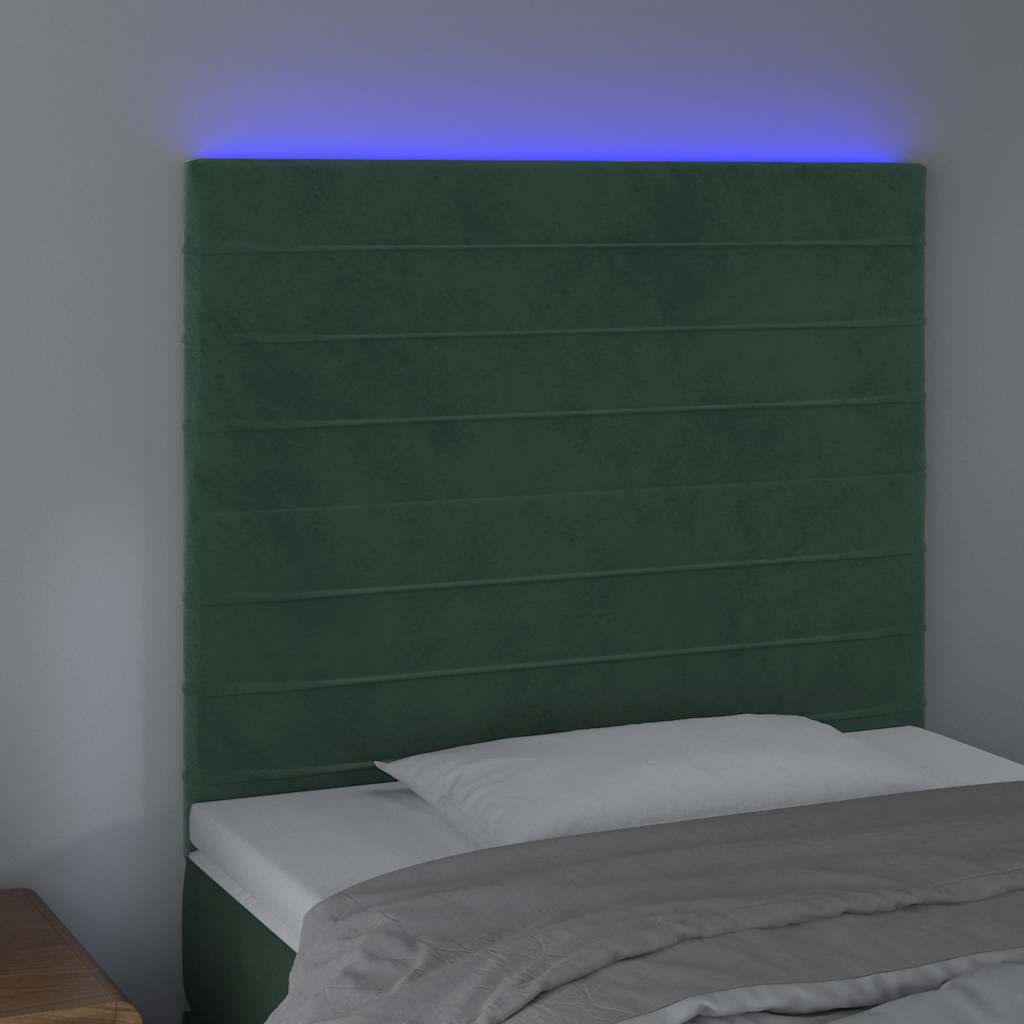 Testiera A Led Verde Scuro 100x5x118/128cm In Velluto - Image 3