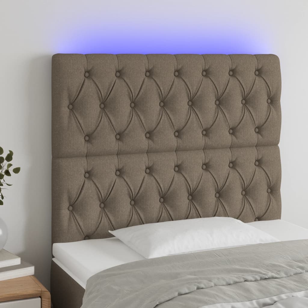 Testiera A Led Tortora 90x7x118/128cm In Tessuto