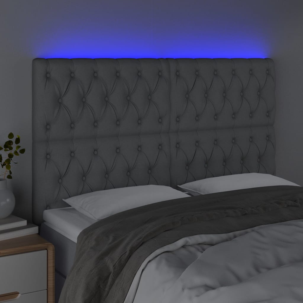 Testiera A Led Grigio Chiaro 144x7x118/128 Cm In Tessuto - Image 3