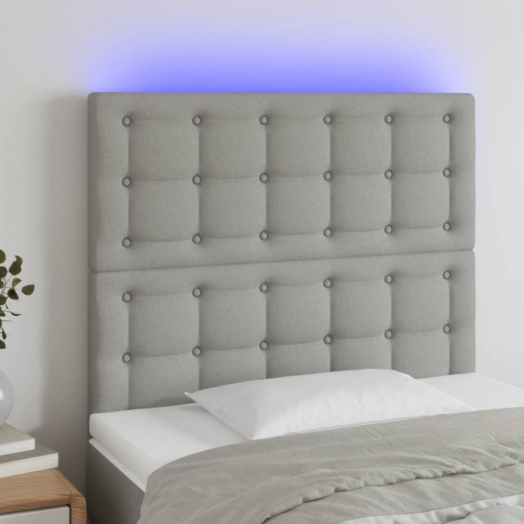 Testiera A Led Grigio Chiaro 80x5x118/128 Cm In Tessuto