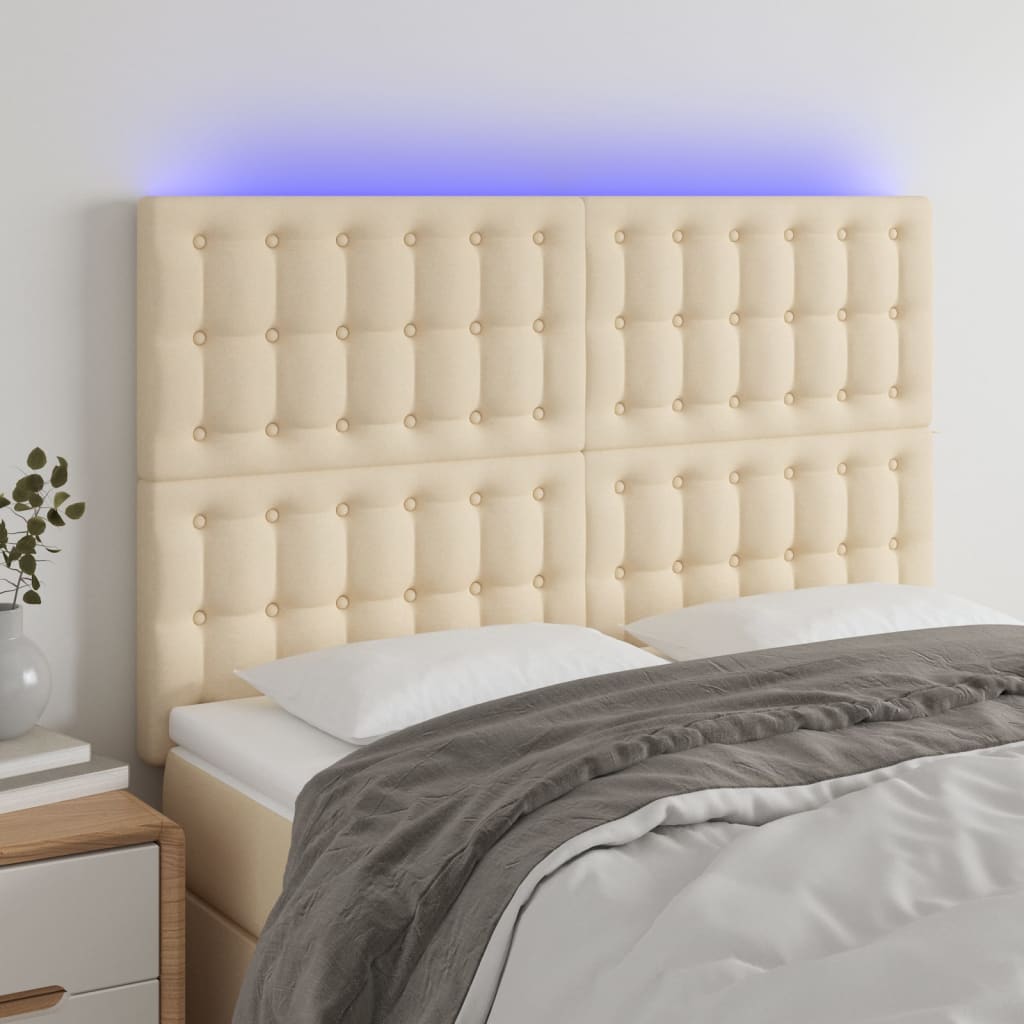 Testiera A Led Crema 144x5x118/128 Cm In Tessuto