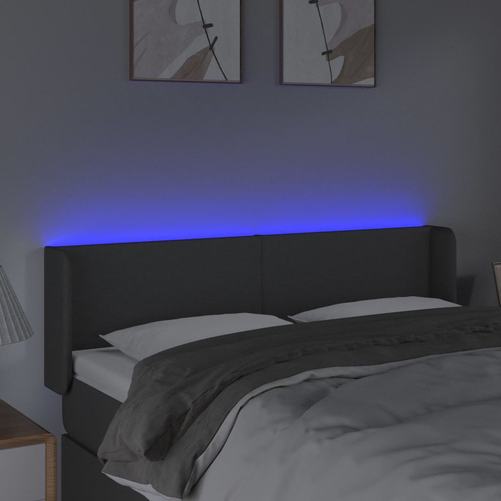 Testiera A Led Grigio Scuro 147x16x78/88 Cm In Tessuto - Image 4