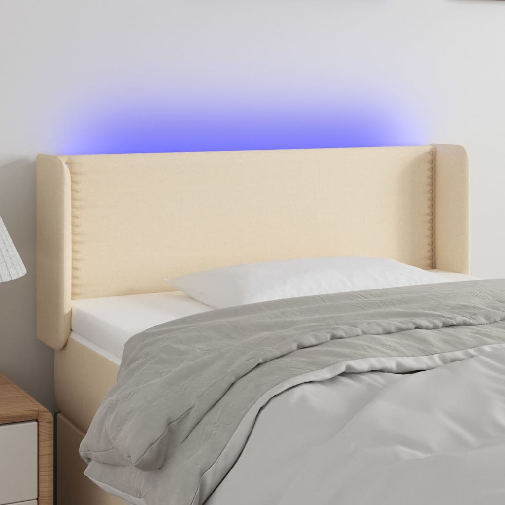 Testiera A Led Crema 93x16x78/88 Cm In Tessuto