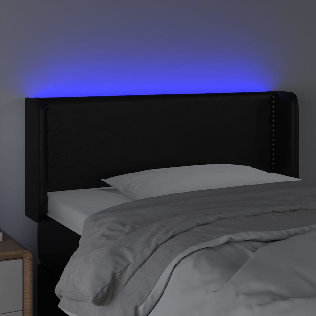 Testiera A Led Nera 103x16x78/88 Cm In Similpelle - Image 4
