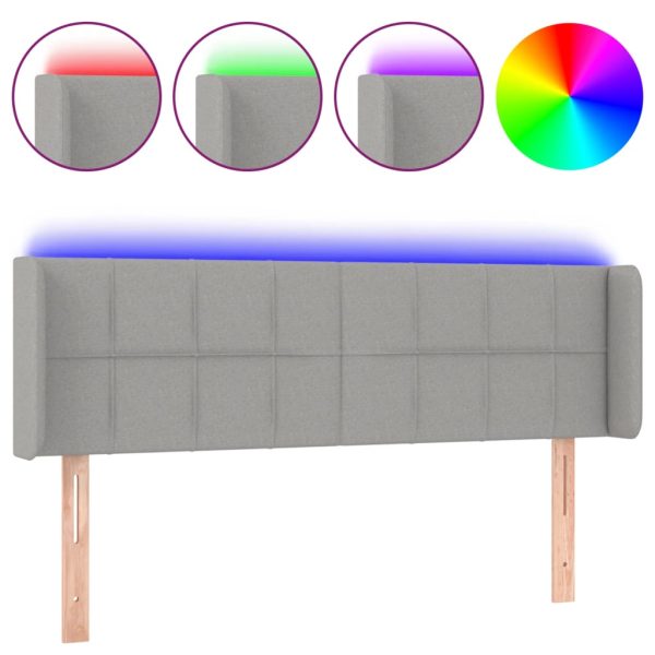 Testiera Grigio Chiaro A Led 147x16x78/88 Cm In Tessuto - Image 2