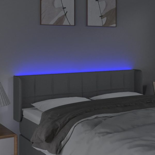 Testiera Grigio Chiaro A Led 147x16x78/88 Cm In Tessuto - Image 4
