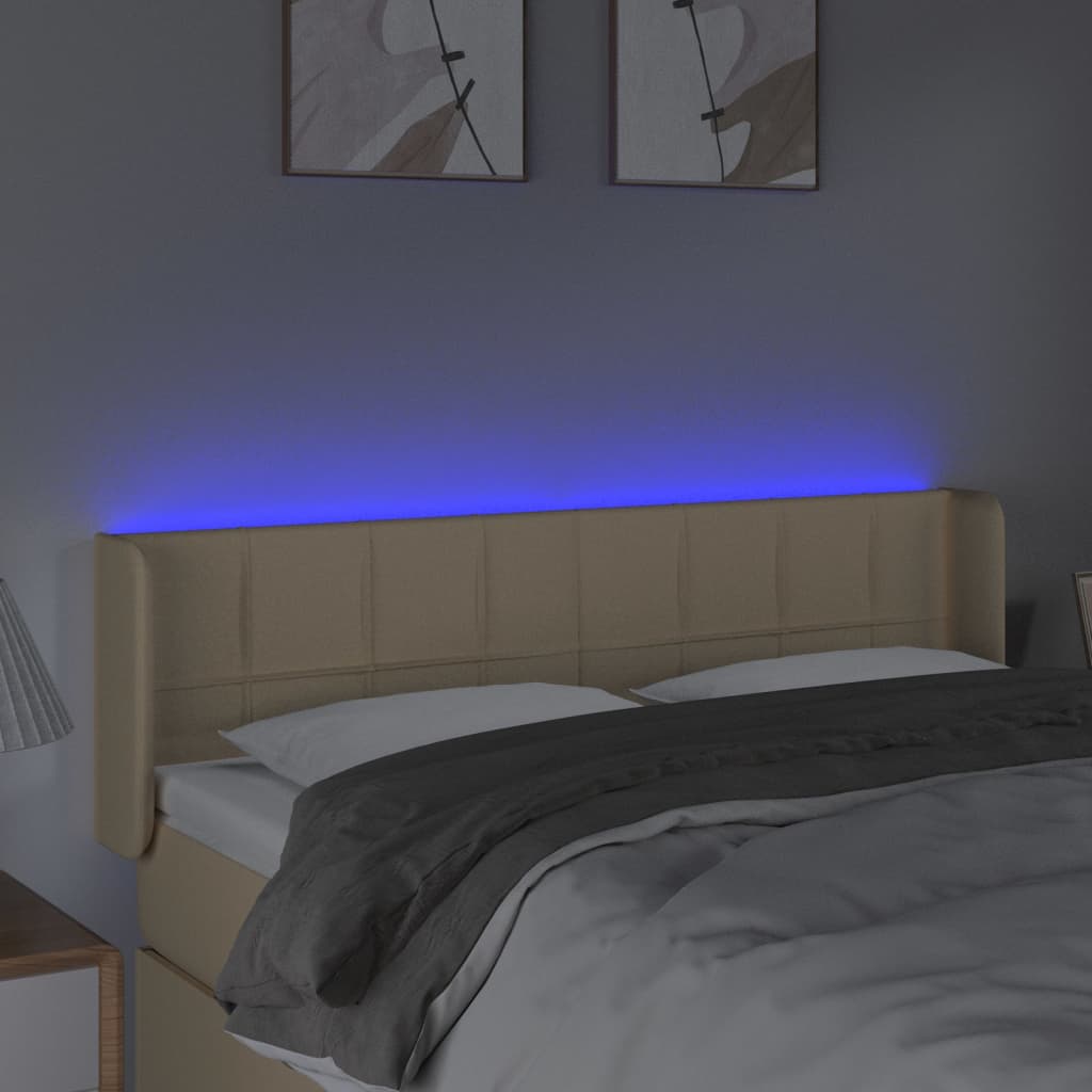 Testiera A Led Crema 147x16x78/88 Cm In Tessuto - Image 4