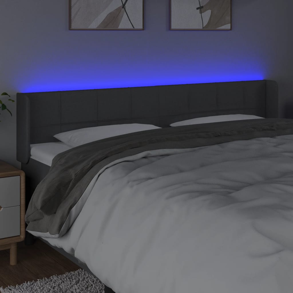 Testiera A Led Grigio Scuro 183x16x78/88 Cm In Tessuto - Image 4