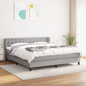 Giroletto A Molle Con Materasso Grigio Chiaro180x200 Cm Tessuto