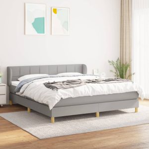 Giroletto A Molle Con Materasso Grigio Chiaro180x200 Cm Tessuto
