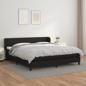 Giroletto A Molle Con Materasso Nero 180x200 Cm In Similpelle