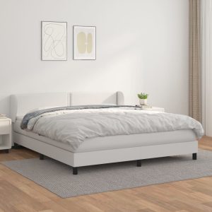 Giroletto A Molle Con Materasso Bianco 180x200 Cm In Similpelle