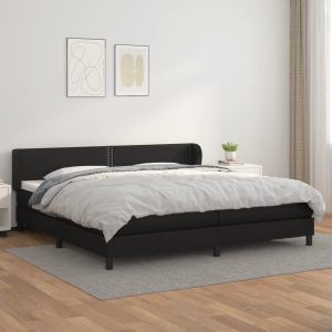 Giroletto A Molle Con Materasso Nero 200x200 Cm In Similpelle