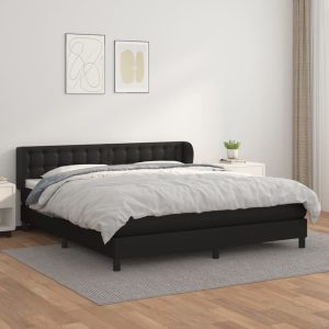 Giroletto A Molle Con Materasso Nero 180x200 Cm In Similpelle