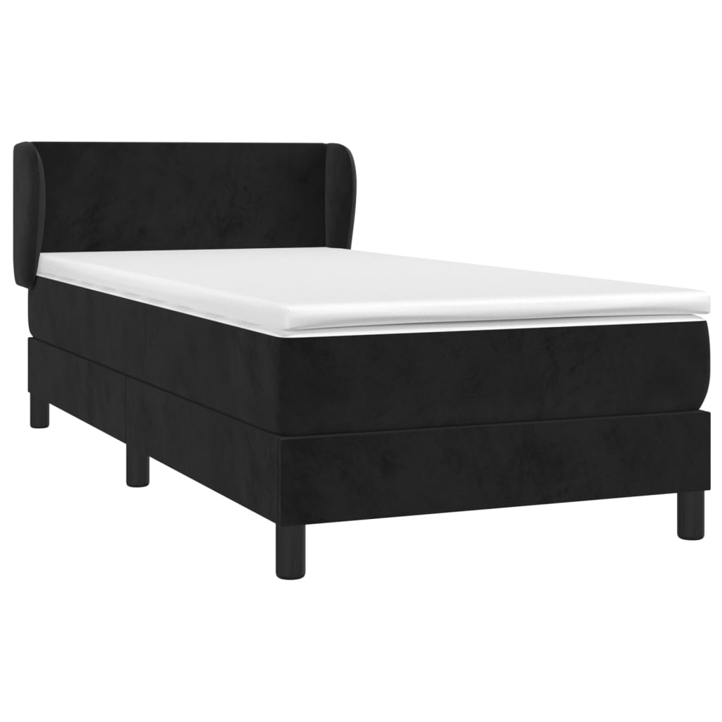 Giroletto A Molle Con Materasso Nero 90x200 Cm In Velluto - Image 3