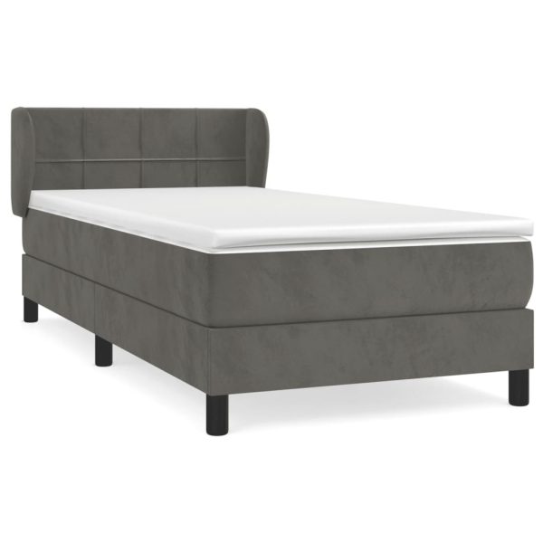 Giroletto A Molle Con Materasso Grigio Scuro 100x200 Cm Velluto - Image 2