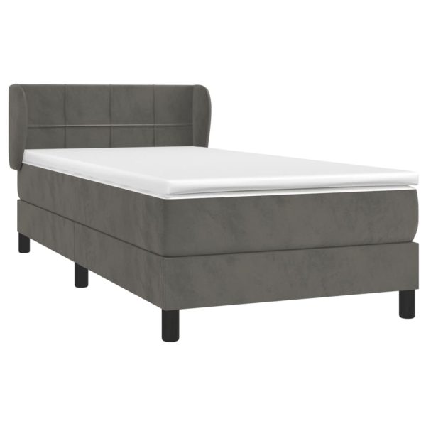 Giroletto A Molle Con Materasso Grigio Scuro 100x200 Cm Velluto - Image 3