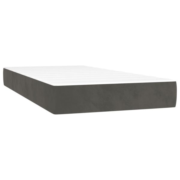 Giroletto A Molle Con Materasso Grigio Scuro 100x200 Cm Velluto - Image 5