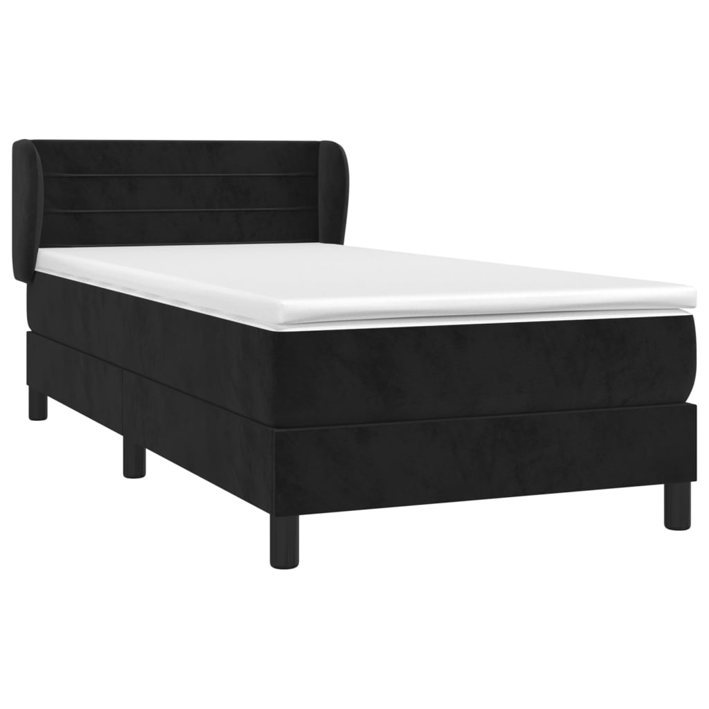 Giroletto A Molle Con Materasso Nero 90x200 Cm In Velluto - Image 3