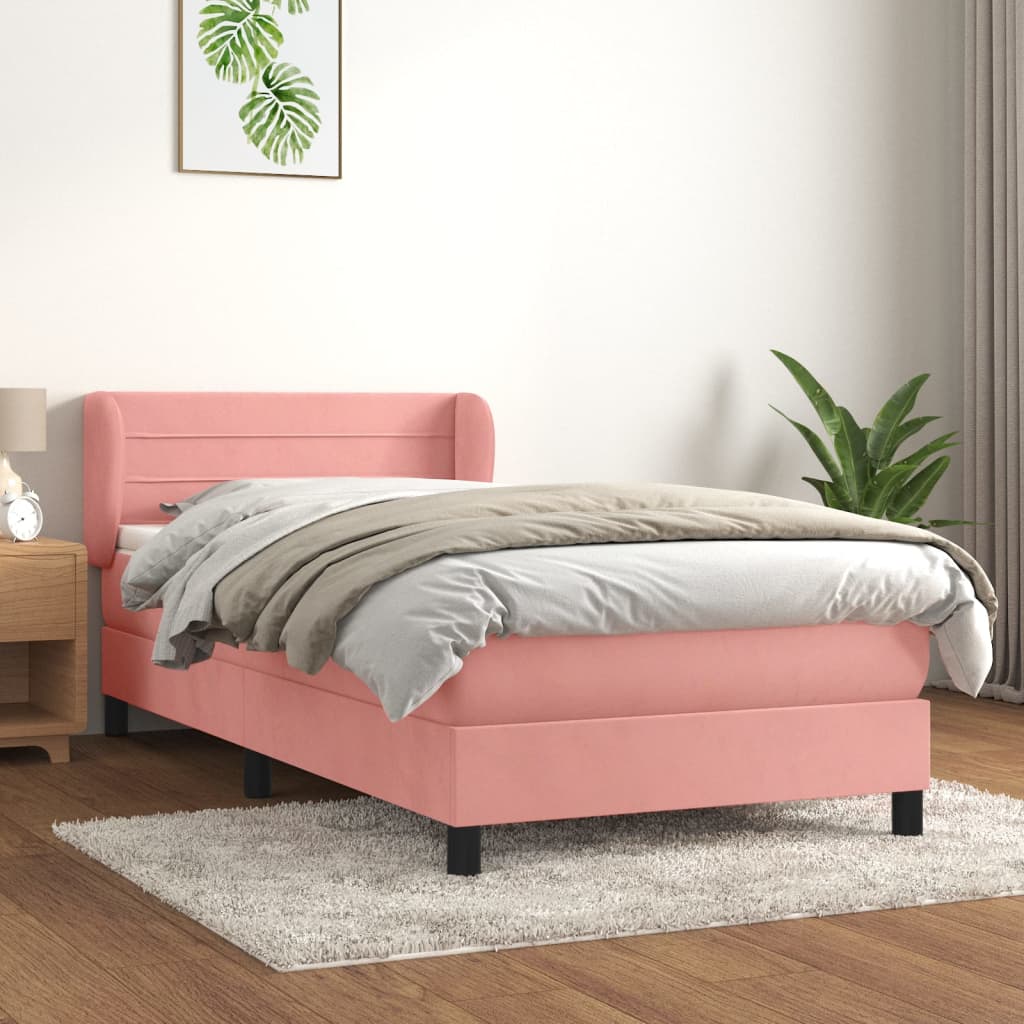 Giroletto A Molle Con Materasso Rosa 90x200 Cm In Velluto