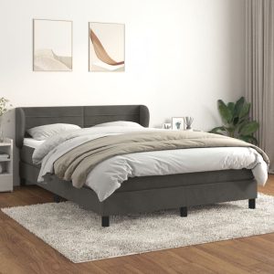Giroletto A Molle Con Materasso Grigio Scuro 180x200 Cm Velluto