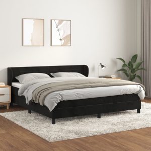 Giroletto A Molle Con Materasso Nero 180x200 Cm In Velluto