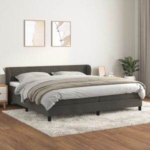 Giroletto A Molle Con Materasso Grigio Scuro 200x200 Cm Velluto