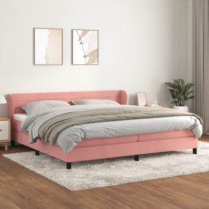 Giroletto A Molle Con Materasso Rosa 200x200 Cm In Velluto