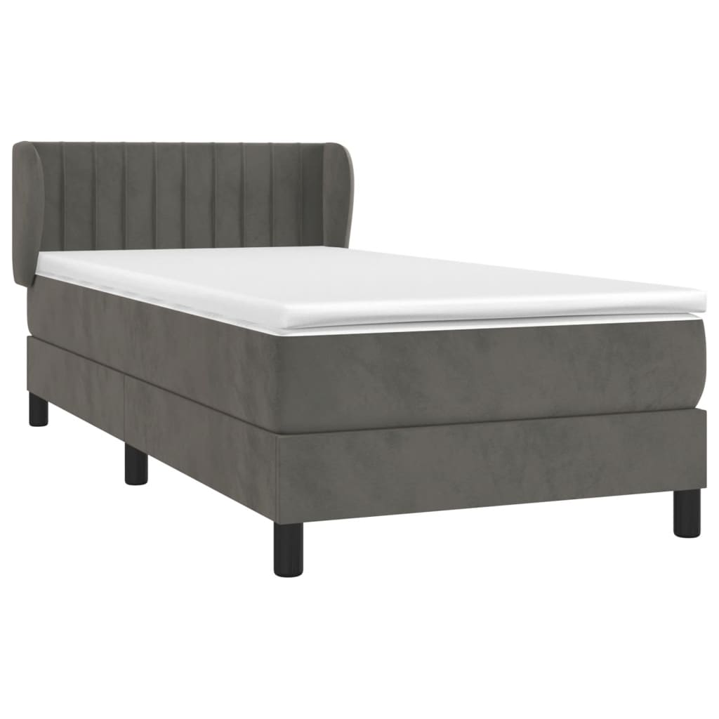 Giroletto A Molle Con Materasso Grigio Scuro 90x190 Cm Velluto - Image 3