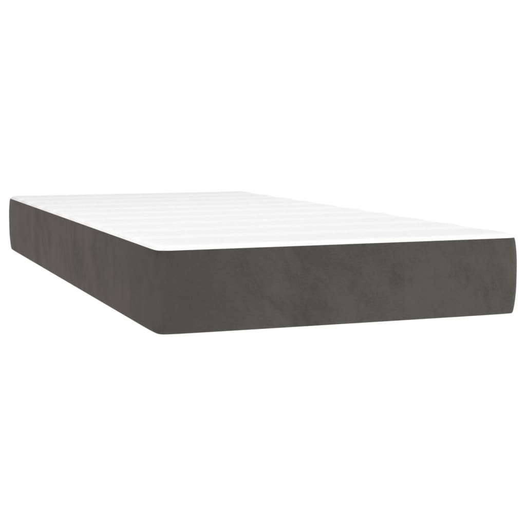 Giroletto A Molle Con Materasso Grigio Scuro 90x190 Cm Velluto - Image 5