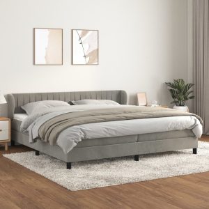 Giroletto A Molle Con Materasso Grigio Chiaro 200x200cm Velluto