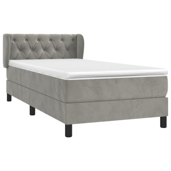 Giroletto A Molle Con Materasso Grigio Chiaro 80x200 Cm Velluto - Image 3